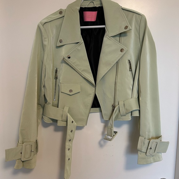 AZALEA WANG Sage Spring Moto Jacket. Size small - Picture 3 of 5